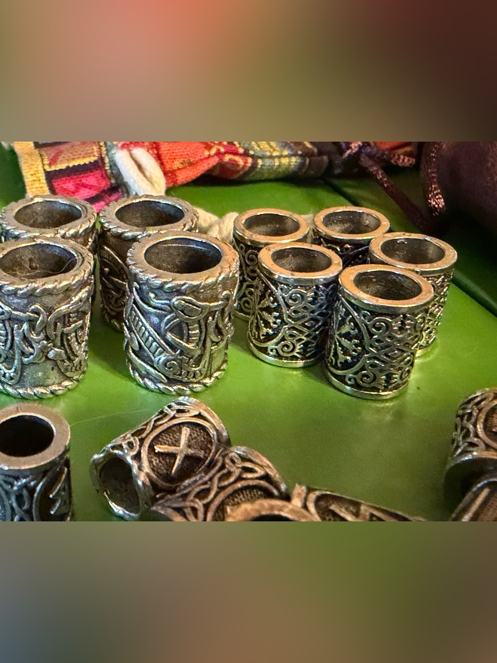 Viking Vintage Qty 32 Rune Futhark Stainless Steel Beard Beads & Bags 3 Sizes - Picture 8 of 9
